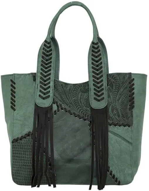 American West Gypsy Patch Large Zip-Top Tote | Hand-Tooled Genuine Leather
