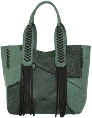 American West Gypsy Patch Large Zip-Top Tote | Hand-Tooled Genuine Leather