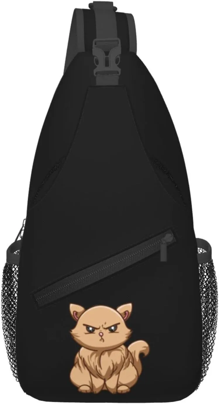 An Angry Cat Crossbody Bags For Women Men Chest Backpack Gym Shoulder Bag Travel Outdoor Sports Casual Crossbody Bags