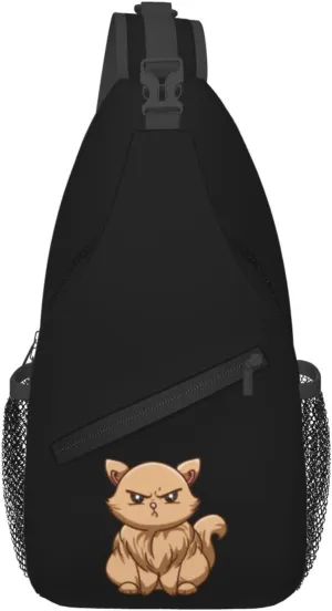 An Angry Cat Crossbody Bags For Women Men Chest Backpack Gym Shoulder Bag Travel Outdoor Sports Casual Crossbody Bags