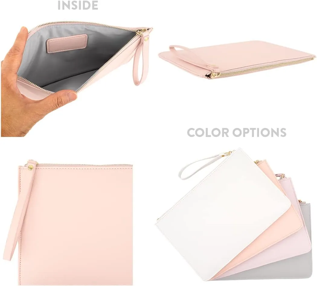 Andaz Press Personalized Vegan Leather Wristlet Clutch Purse Pouch Bag for Women, Bridesmaid Proposal Gifts, Custom Name Script Cosmetic Bag for Wedding Bachelorette Bridal Shower Bridal Party, 1-Pack