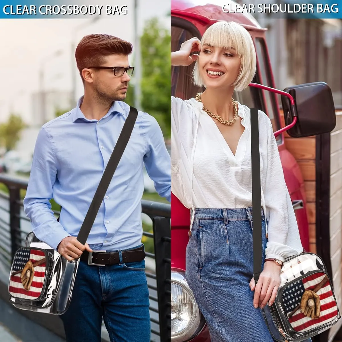 Animals Cookies Clear Crossbody Bag Clear Messenger Bag Shoulder Bags Clear Purse Stadium Approved
