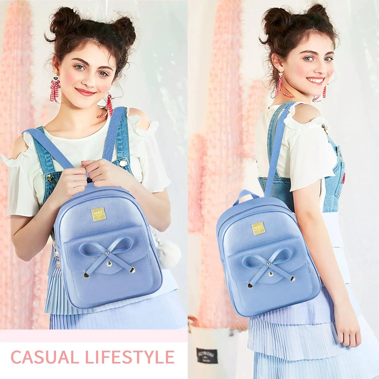 Aogist Mini Leather Backpack Purse 3-Pieces Fashion Bowknot Zipper Bags Cute Casual Travel Daypacks for and Women