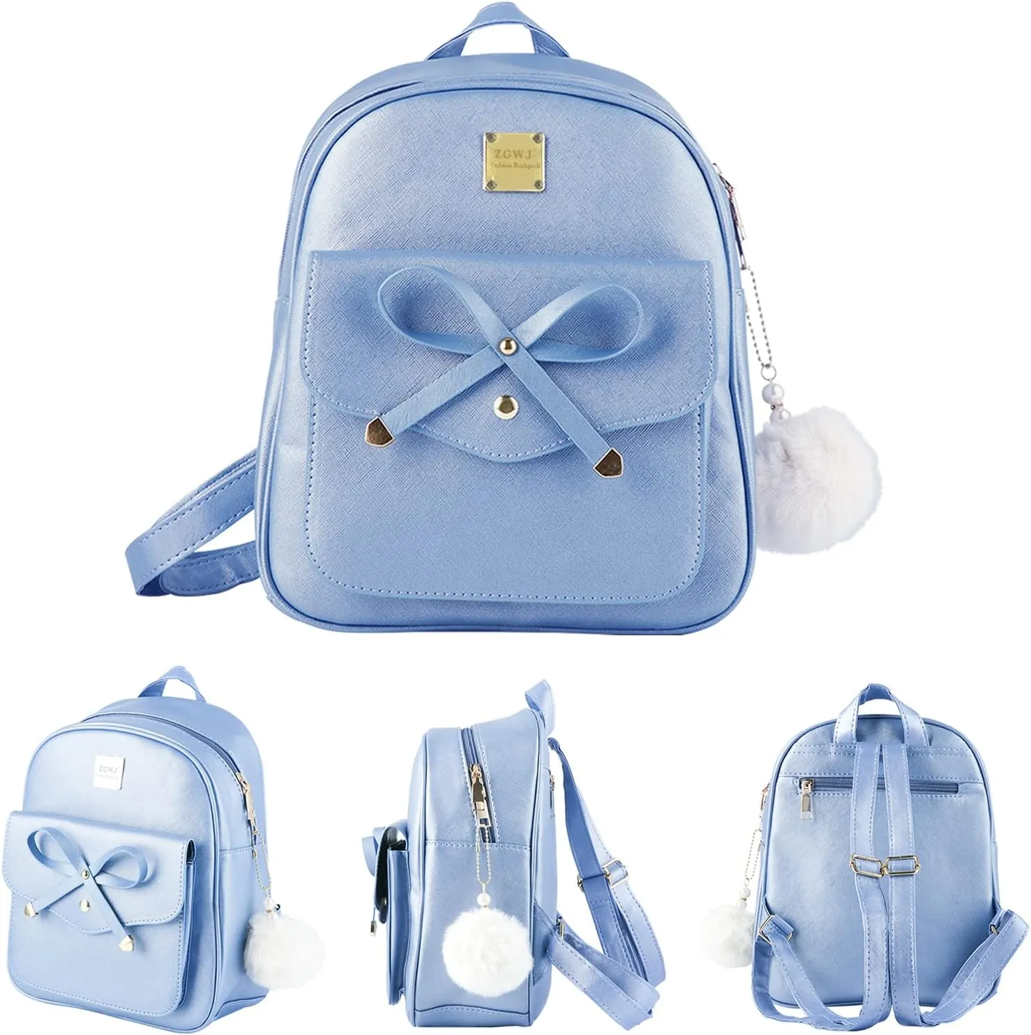 Aogist Mini Leather Backpack Purse 3-Pieces Fashion Bowknot Zipper Bags Cute Casual Travel Daypacks for and Women