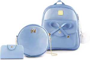 Aogist Mini Leather Backpack Purse 3-Pieces Fashion Bowknot Zipper Bags Cute Casual Travel Daypacks for and Women