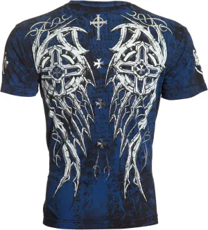 Archaic by Affliction Men's T-Shirt Spike Wings Navy