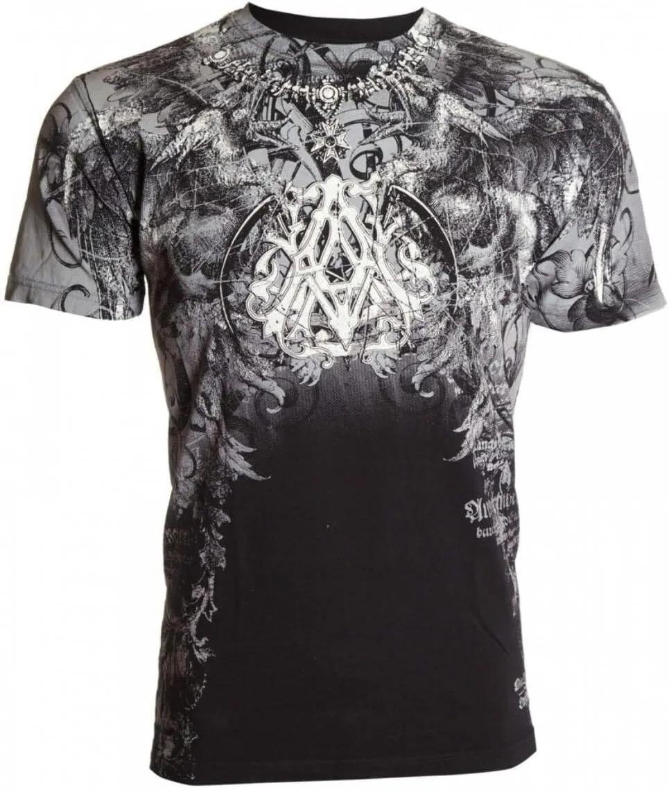 Archaic by Affliction Men's T-Shirt Spike Wings Navy