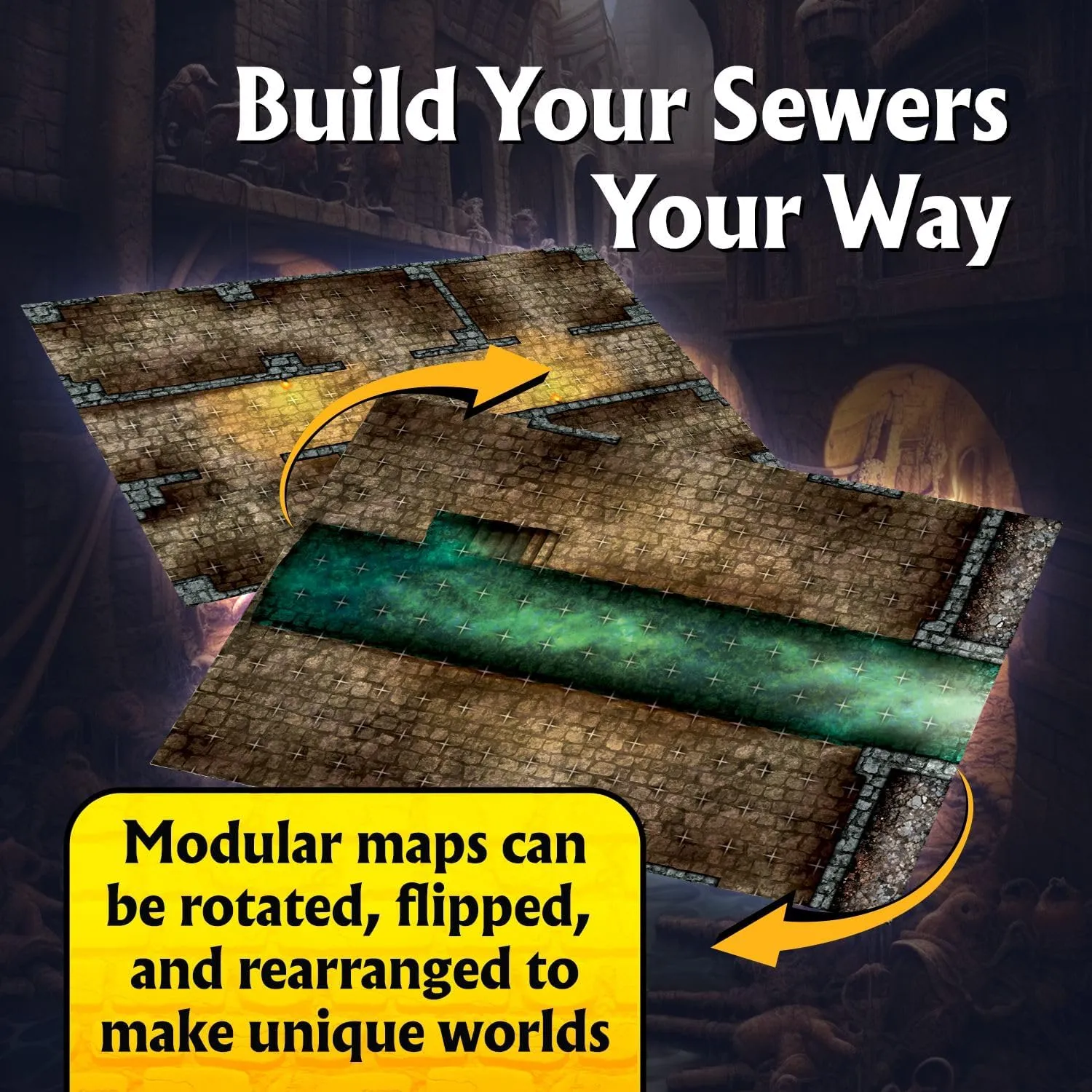 Arcknight The Dungeons Roleplaying Battlemaps; 16 Modular RPG Maps in 8 Double-Sided Pages, 1" Square Grid, Modular & Versatile Design for Tabletop Gaming - for Dungeons & Dragons & Pathfinder