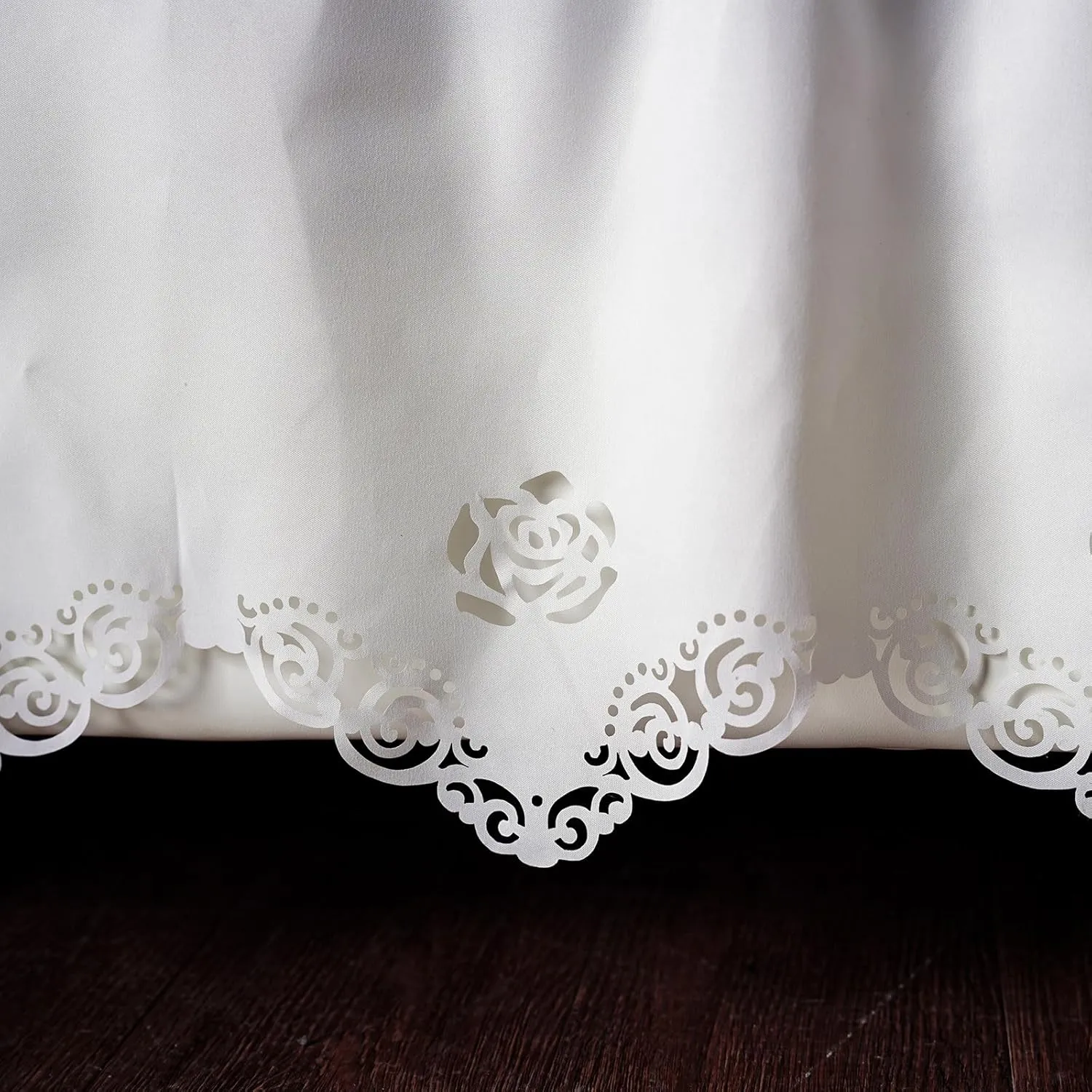 ARTABLE Lace Bed Skirts Wrap Around Ruffled Bed Scarf Elastic Dust with Adjustable Belts 15 Inch Drop Twin Queen King Size Lace Trimmed Bed Skirt (Offwhite B, Twin (54 x 80'')-15 Inch Drop)