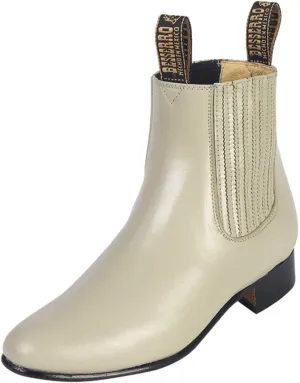 Authentic El Besserro Men's Botin Charro Genuine Leather Color Bone