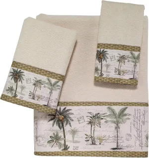 Avanti Linens - 3pc Towel Set, Soft & Absorbent Cotton Towels, Tropical Inspired Bathroom Accessories (Colony Palm Collection)