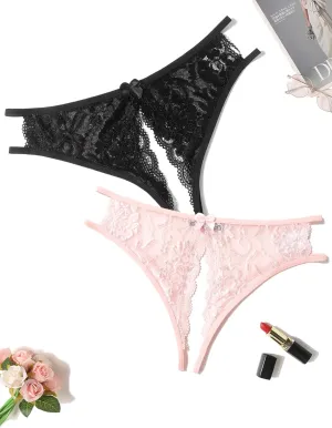 Avidlove Women Lace Panties Sexy Underwear Floral Lace Briefs with Cute Bow Center