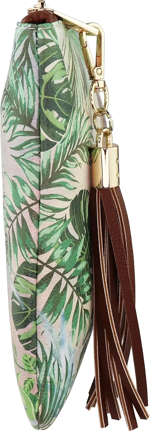 B BRENTANO Vegan Clutch Bag Pouch with Tassel Accent