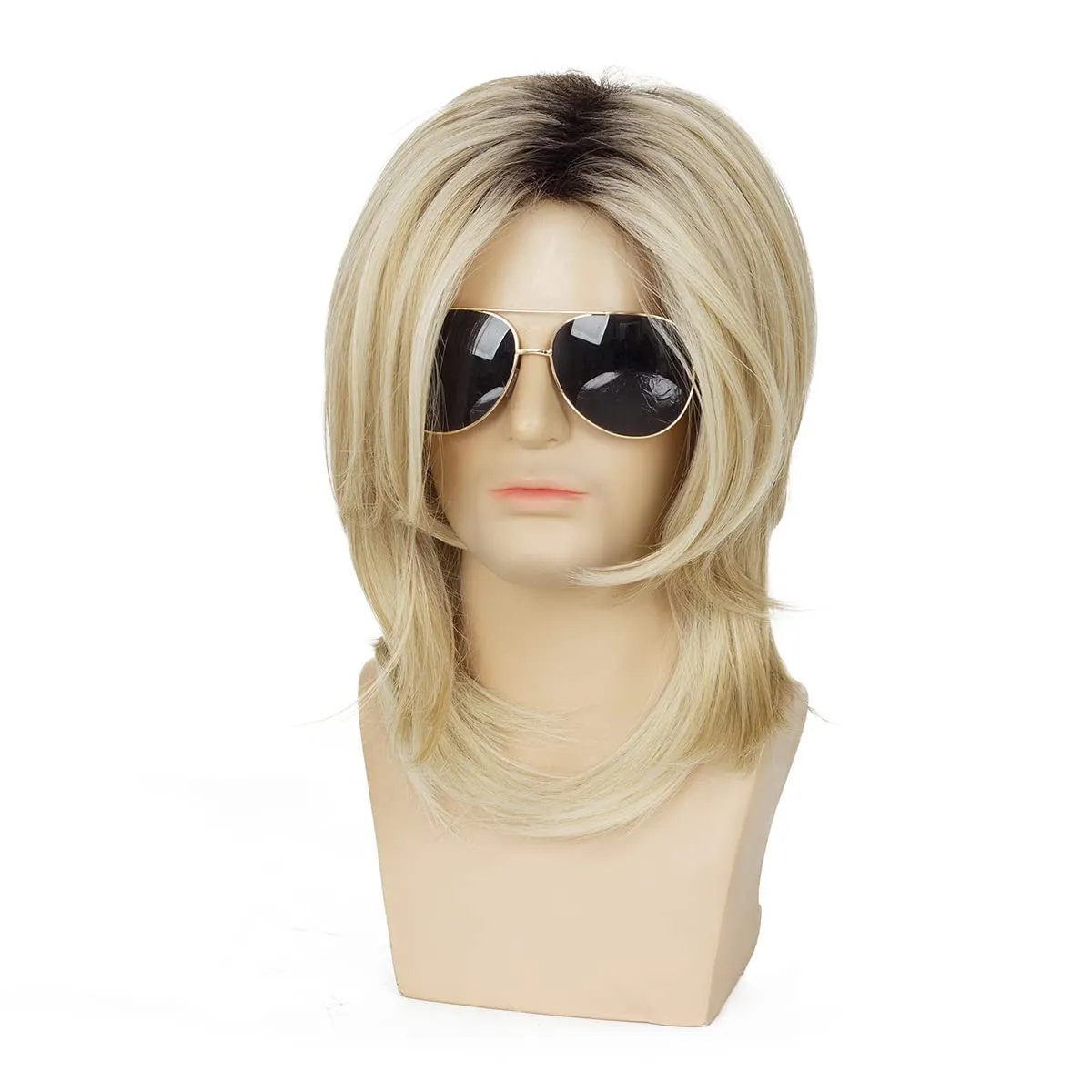 Baruisi Mens Wig Blonde Long Straight Synthetic Natural Looking Costume Cosplay Hair Wig
