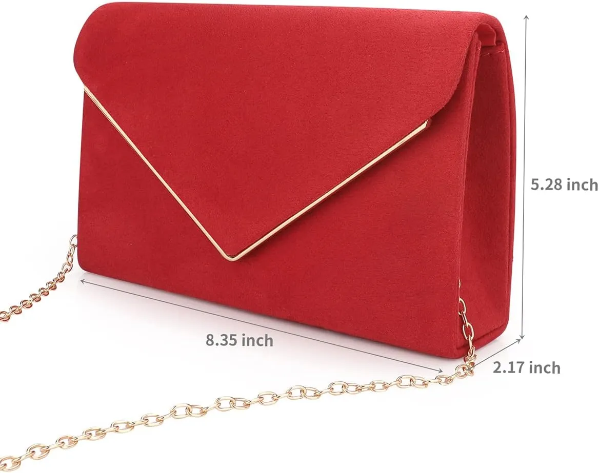 BBjinronjy Clutch Purse for Women Evening Bags Handbags for Wedding Party Cocktail Prom Faux Suede Crossbody Shoulder Bag