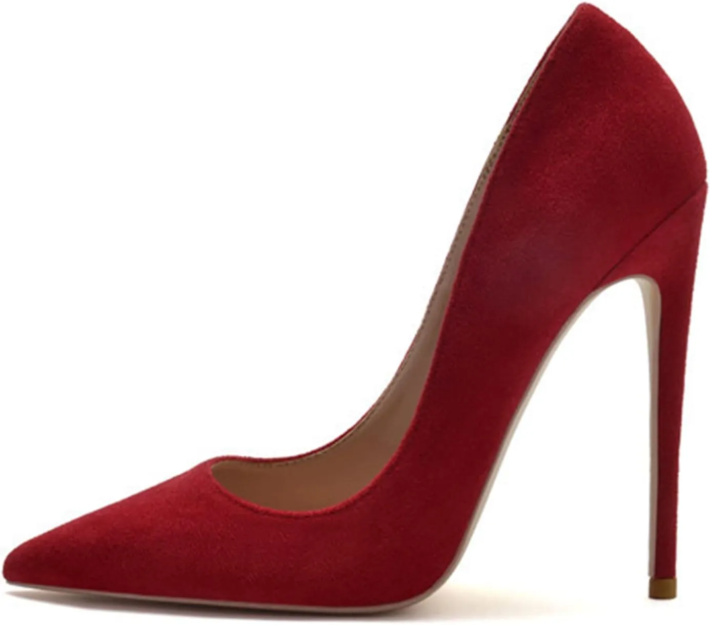 bbruriy Suede Stiletto High Heel Shoes for Women Pointed Closed Toe Classic Slip on Dress Pumps 4.7 Inch/12Cm Wedding Dress Cute Evening Shoes