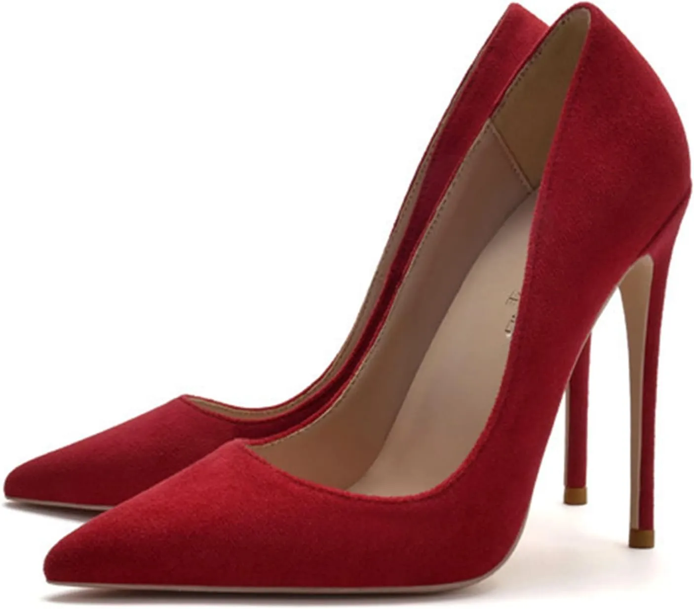 bbruriy Suede Stiletto High Heel Shoes for Women Pointed Closed Toe Classic Slip on Dress Pumps 4.7 Inch/12Cm Wedding Dress Cute Evening Shoes