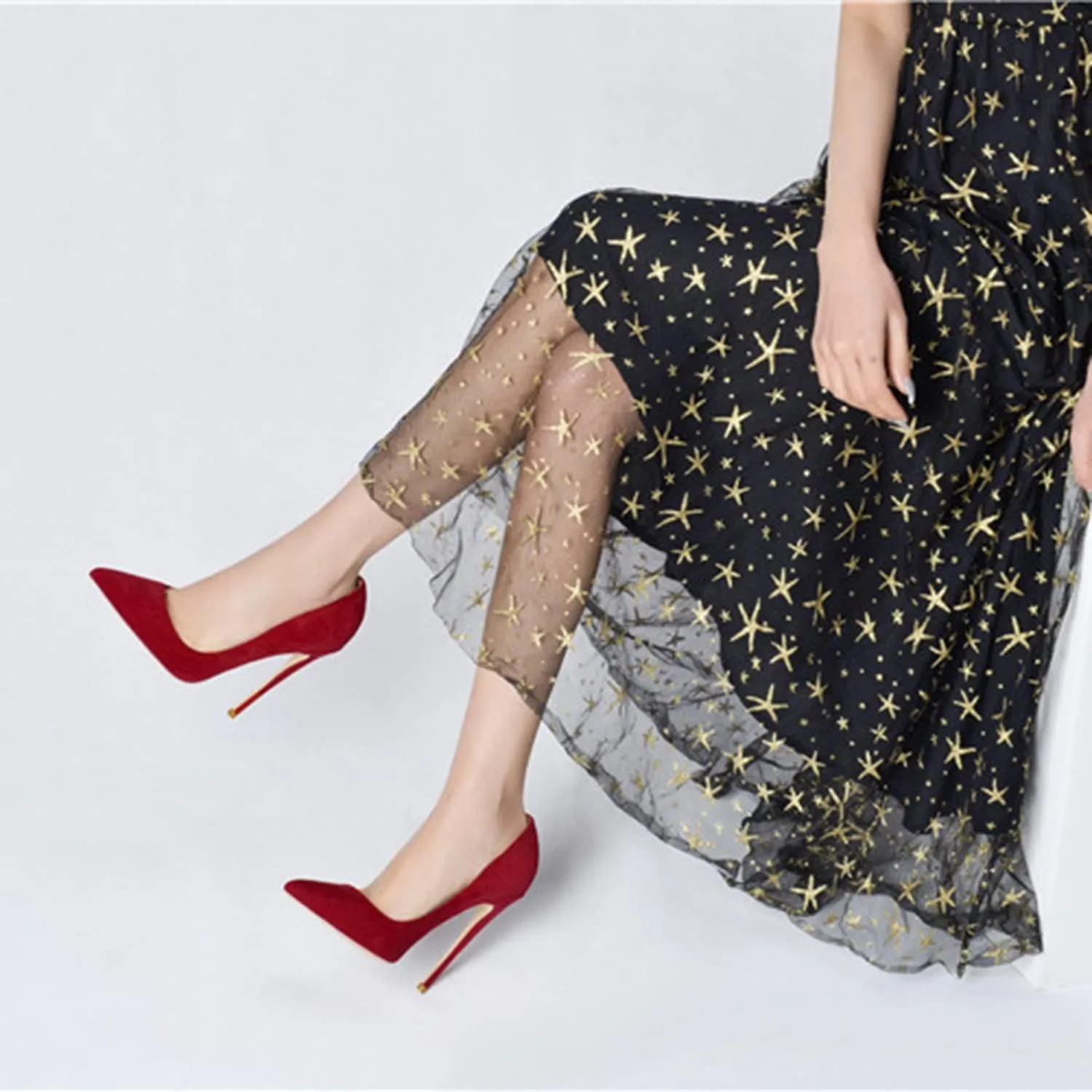 bbruriy Suede Stiletto High Heel Shoes for Women Pointed Closed Toe Classic Slip on Dress Pumps 4.7 Inch/12Cm Wedding Dress Cute Evening Shoes