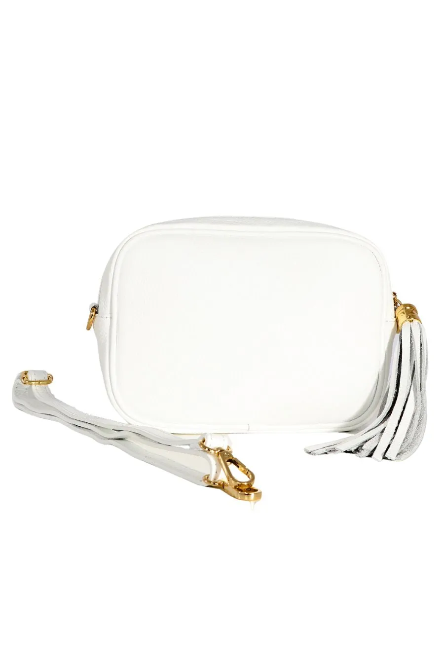 Beau Crossbody Bag - White, Pebbled