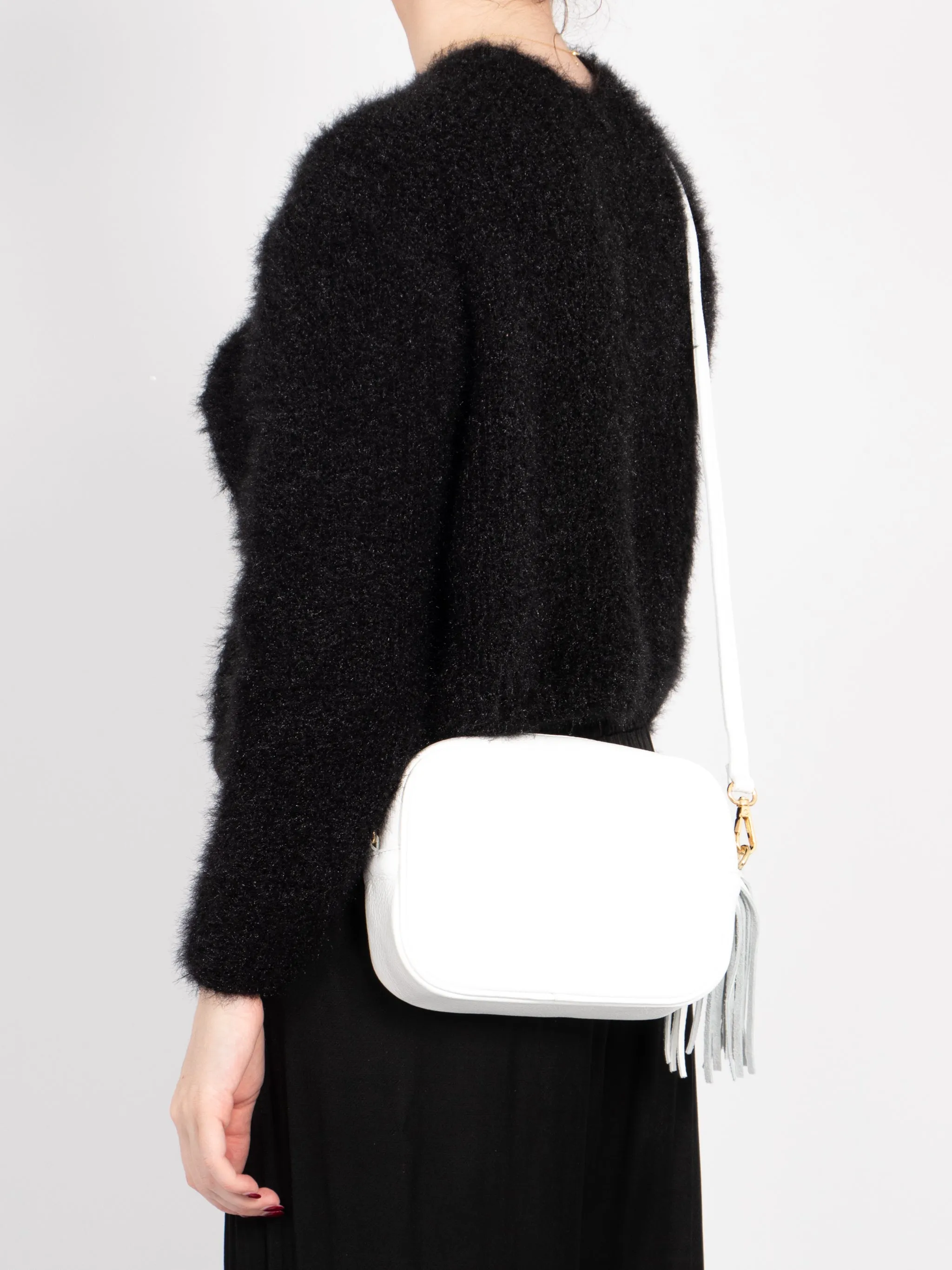 Beau Crossbody Bag - White, Pebbled