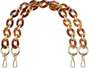 BEAULEGAN Acrylic Purse Chain Handle Strap Replacement for Handbag or Shoulder Bag Set of 2, 15.8 Inches Long (Vintage Amber/Gold)