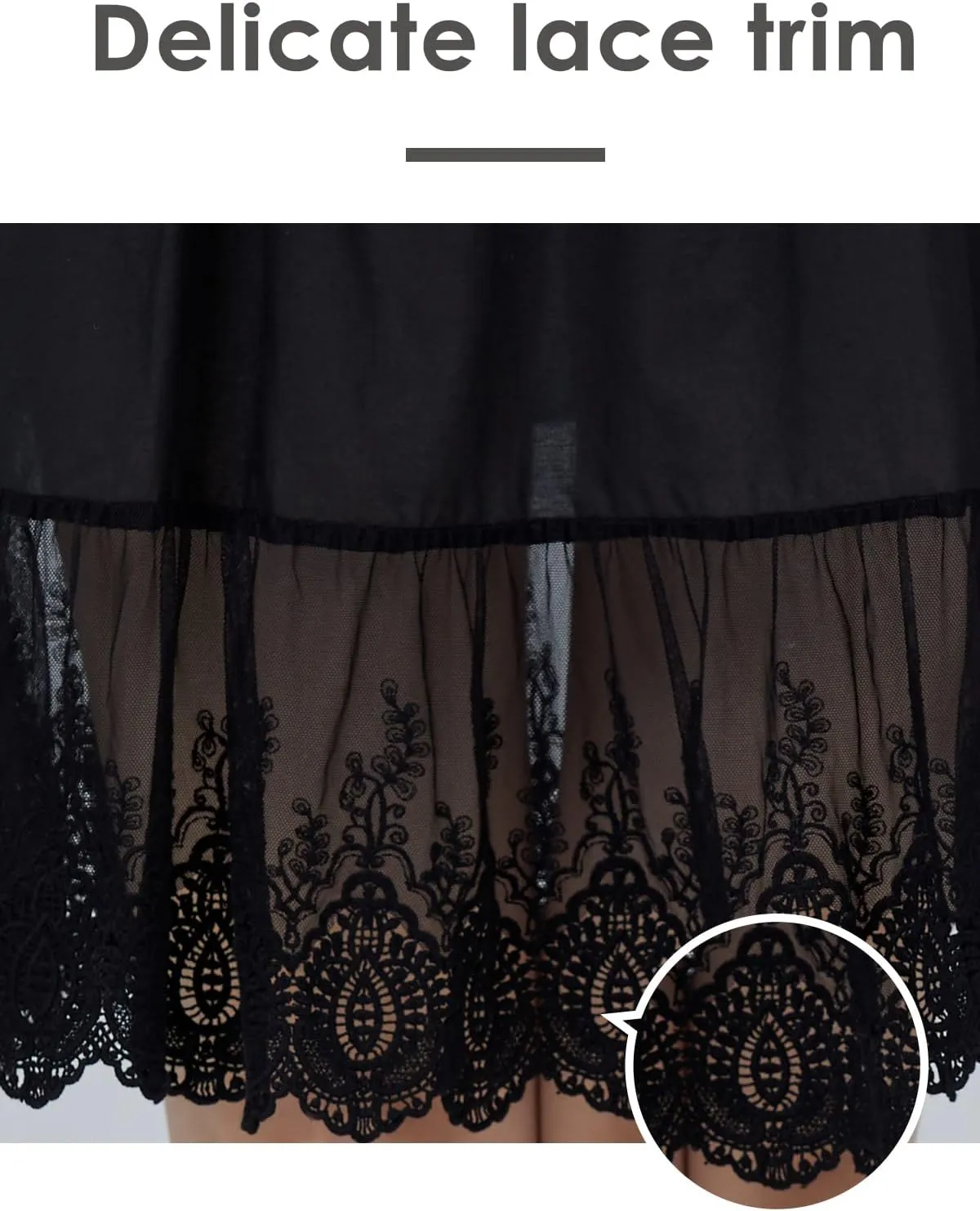 BEAUTELICATE 100% Cotton Half Slip Skirt Extender with Lace Trim Vintage Underskirt