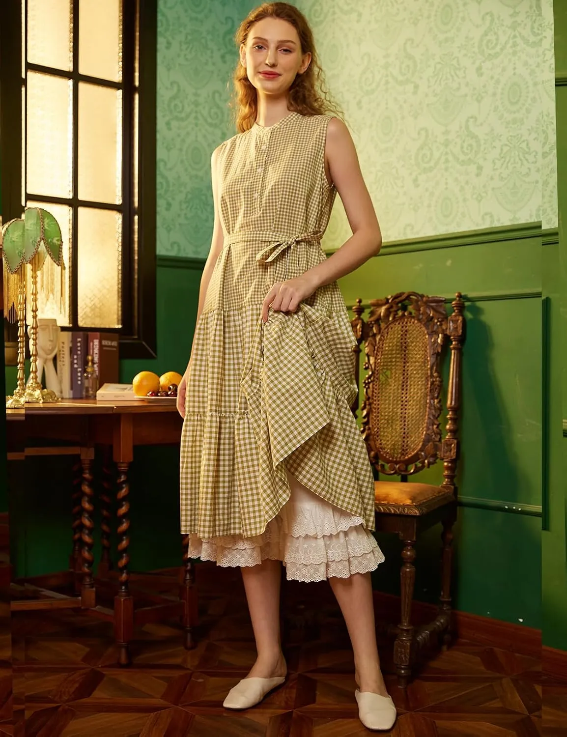BEAUTELICATE Vintage Cotton Shorts Pettipants Culotte Slip Cropped Sleepwear Pants with Lace Edge