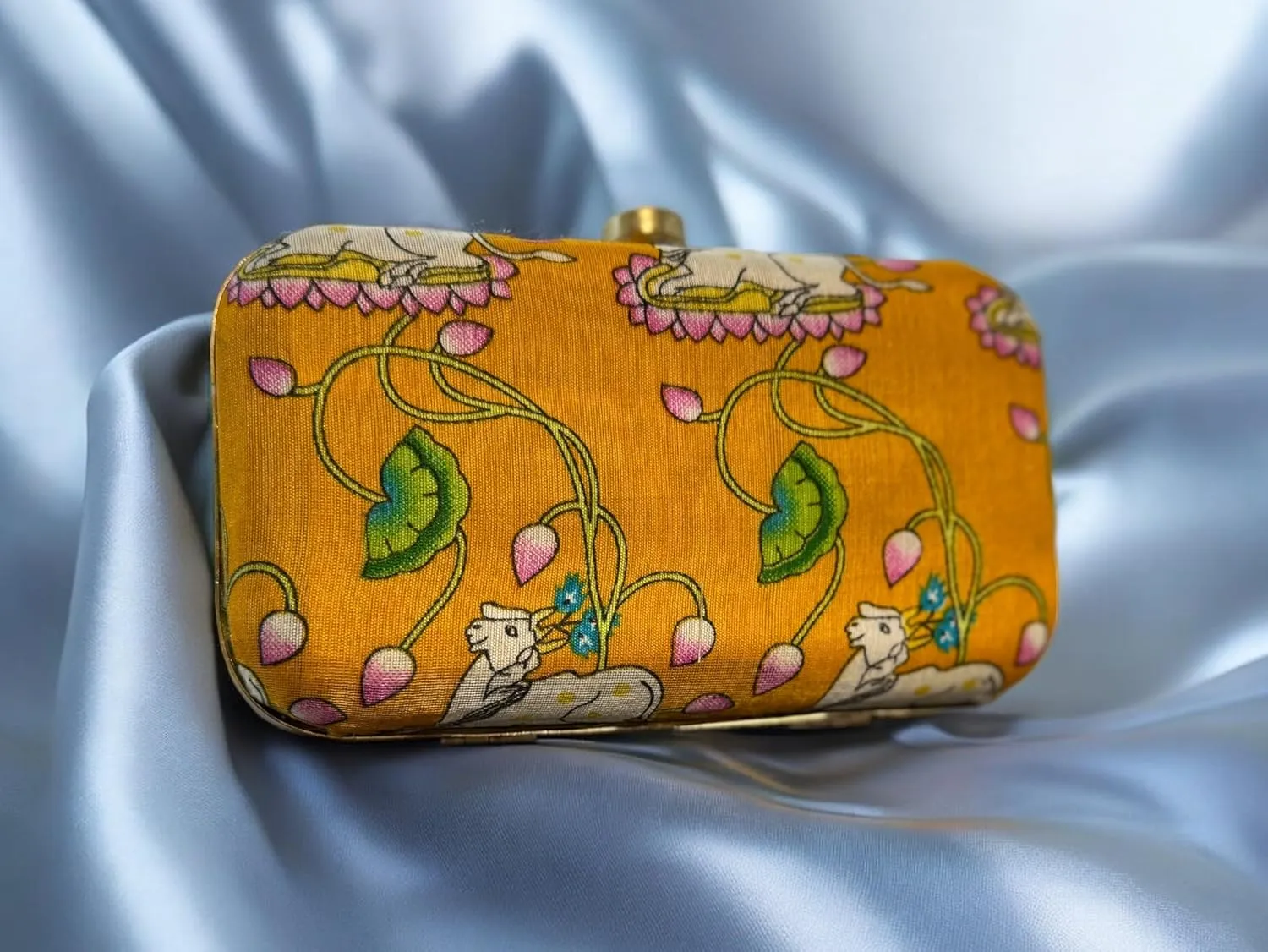 Beautiful Traditional Pichwai Print Clutch for Women as Gift, Return Gift, Return Gifts on Indian Festivals & Weddings
