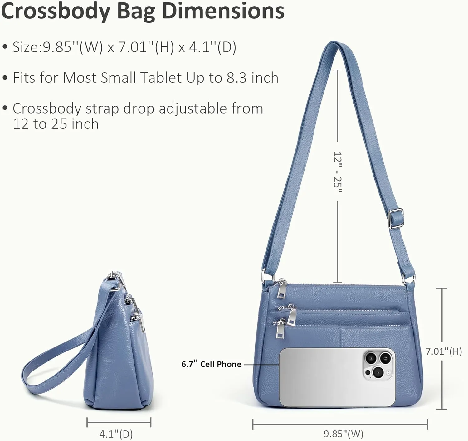 befen Genuine Leather Crossbody Purses Bags for Women, Small Pocketbooks Shoulder Bag Satchel Purse with Multi Pockets