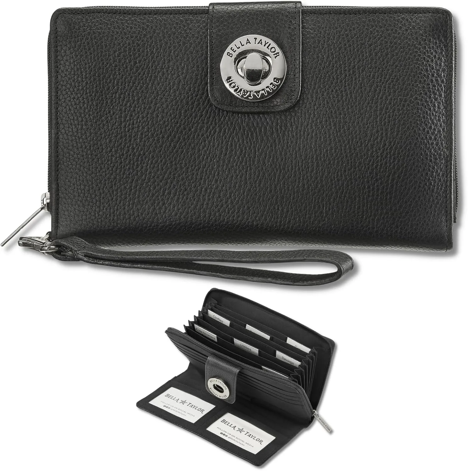 Bella Taylor Cash System Wallet for Envelope Budgeting - RFID Protected - Cash Stuffing Wallet with Detachable Wristlet