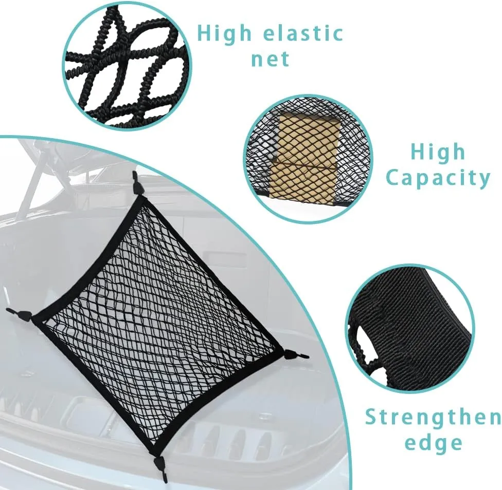 BestEvMod Envelope Style Front Trunk Cargo Net Extra Strong Hook Stretchable Elastic Mesh Compatible with 2022-2024 2025 Ford F-150 Lightning Accessories (Flat Envelope Net)