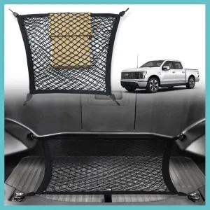 BestEvMod Envelope Style Front Trunk Cargo Net Extra Strong Hook Stretchable Elastic Mesh Compatible with 2022-2024 2025 Ford F-150 Lightning Accessories (Flat Envelope Net)