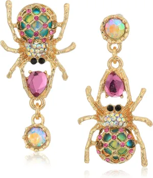 Betsey Johnson Spider Non-Matching Drop Earrings