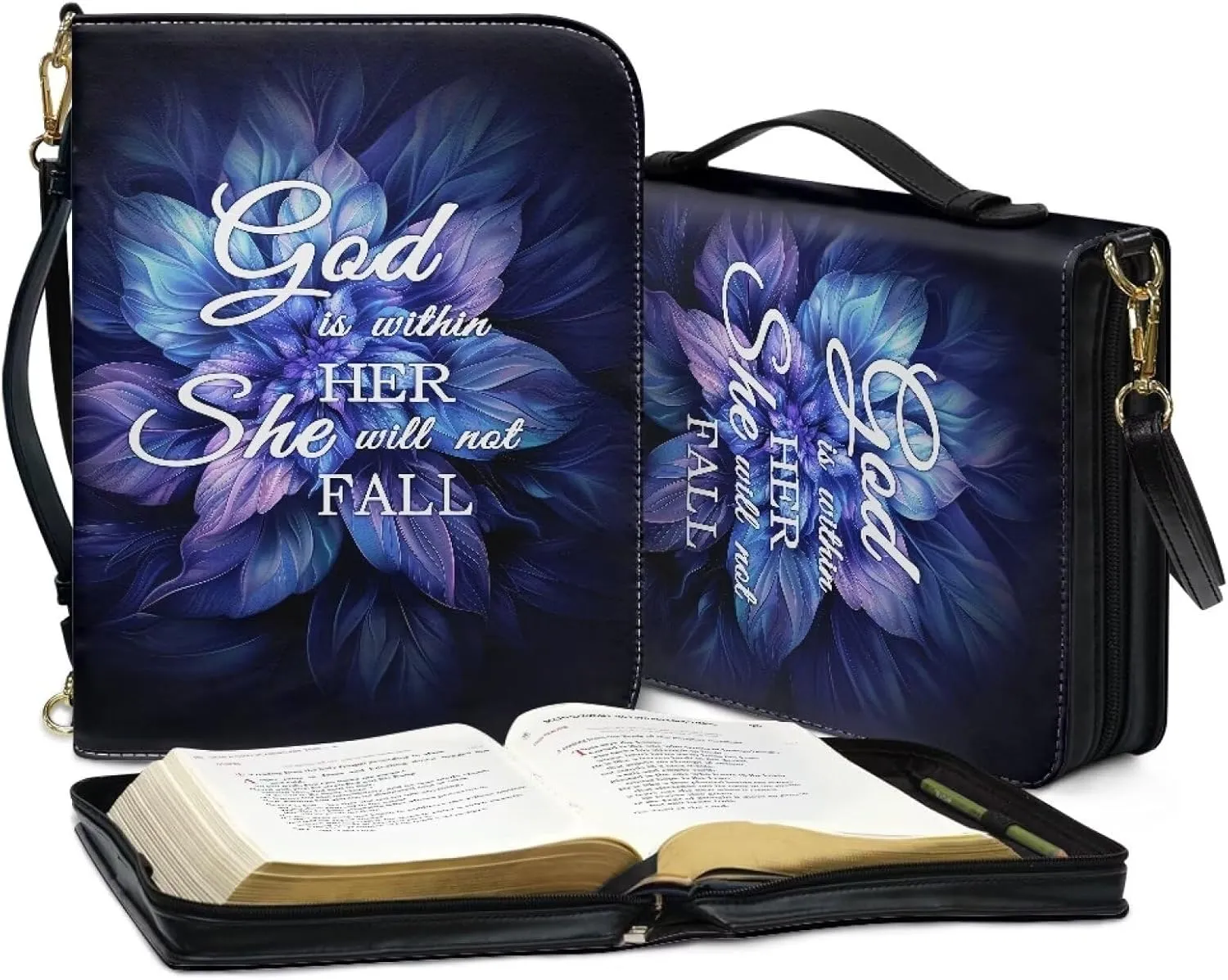 Bible Cover Case for Women with Detachable Strap,PU Leather Bible Cover for Girl Church Book Cover Custom