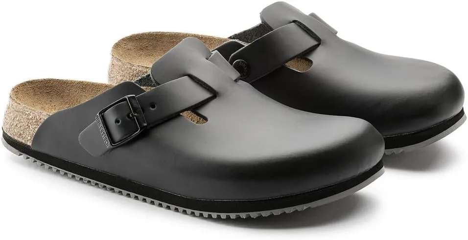 Birkenstock Unisex-Adult Boston Bosten Super-Runner Work Shoes Natural Leather Black Size 36-Normal Footbed, 10