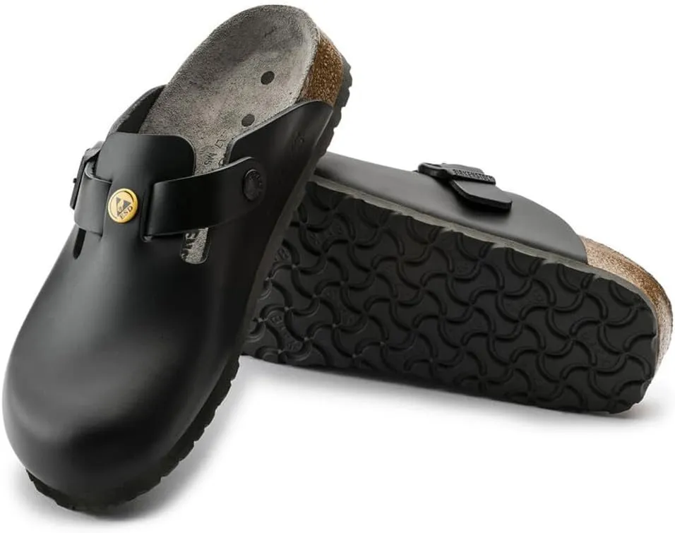 Birkenstock Women's Open-Back Boston Anti-Static Natural Leather Normal Footbed, EUR 42