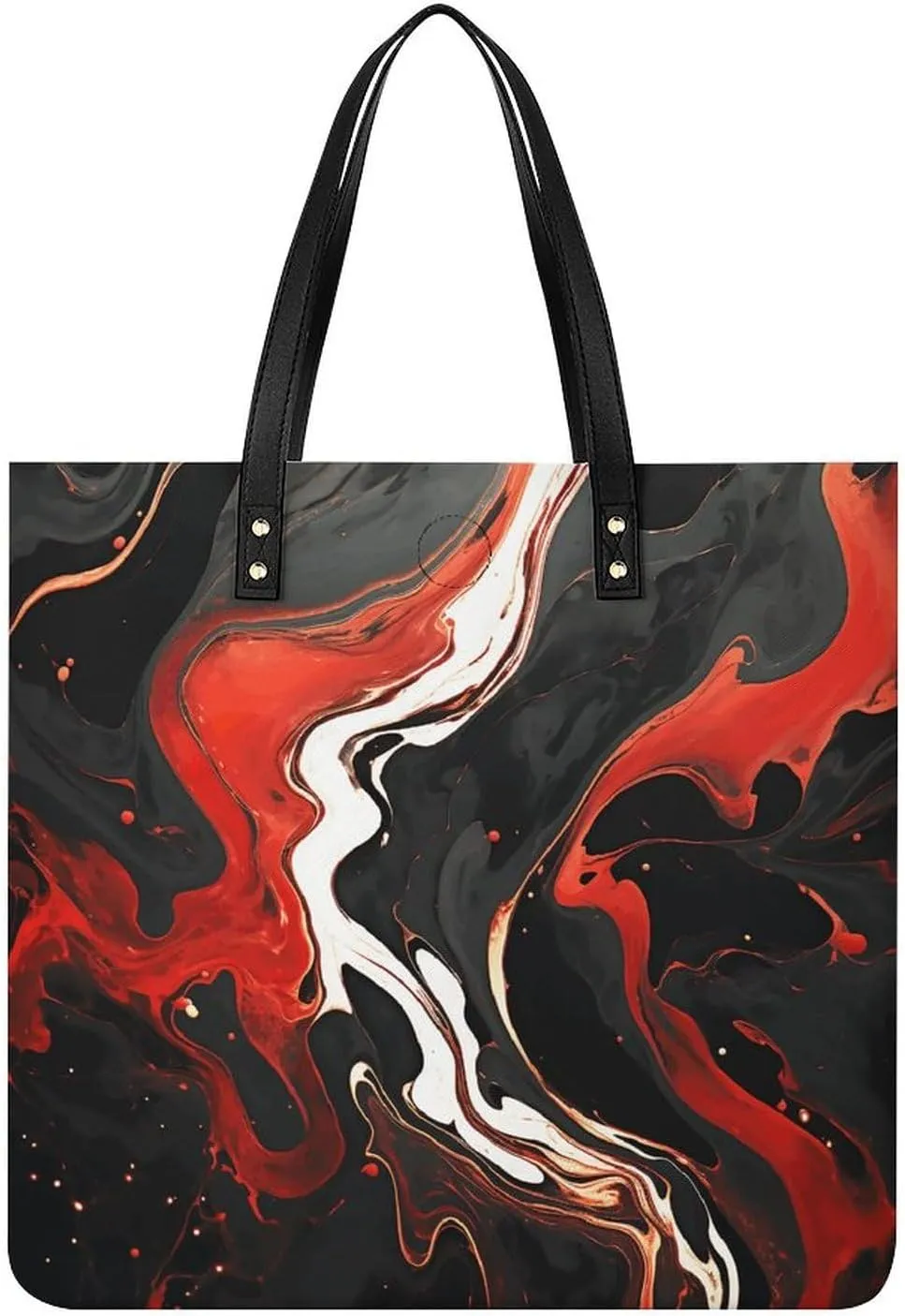Black And Red Marble Leather Women Tote Bag Soft Handbags Fashion Shoulder Purses Large Capacity Satchel Clutch Handbag for Travel Work