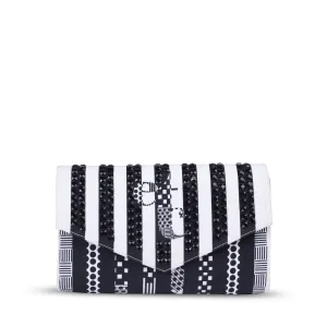 Black and White crystal etc Envelope Clutch