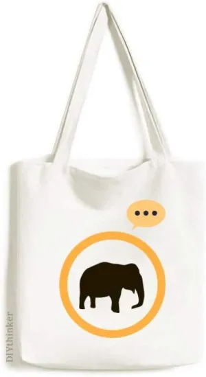 Black Elephant Cute Animal Portrayal Expression Gift Sack Canvas Tote Shoulder Bag