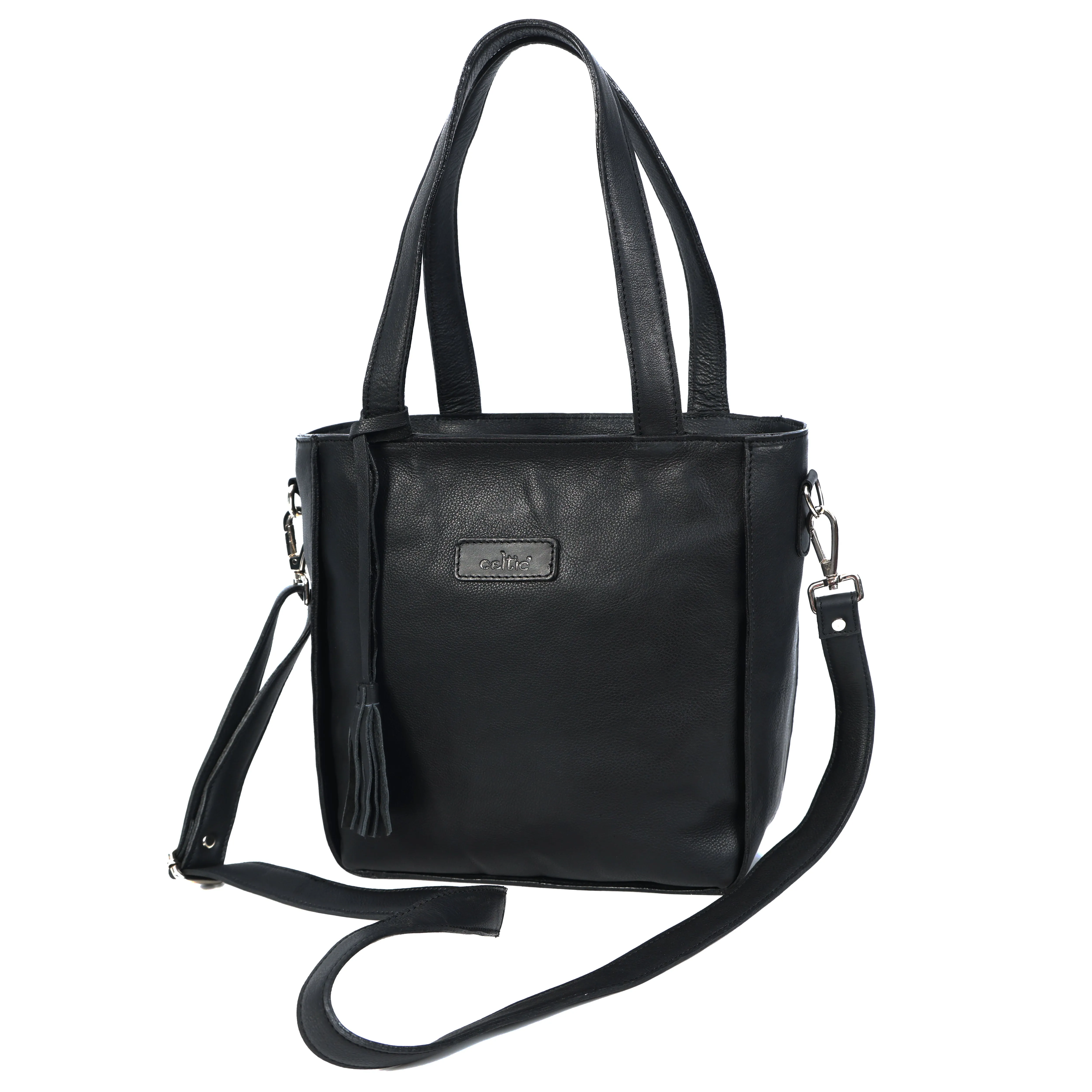 Black Handheld Leather Sling Bag with Detachable Strap – Stylish & Versatile.BG-1624