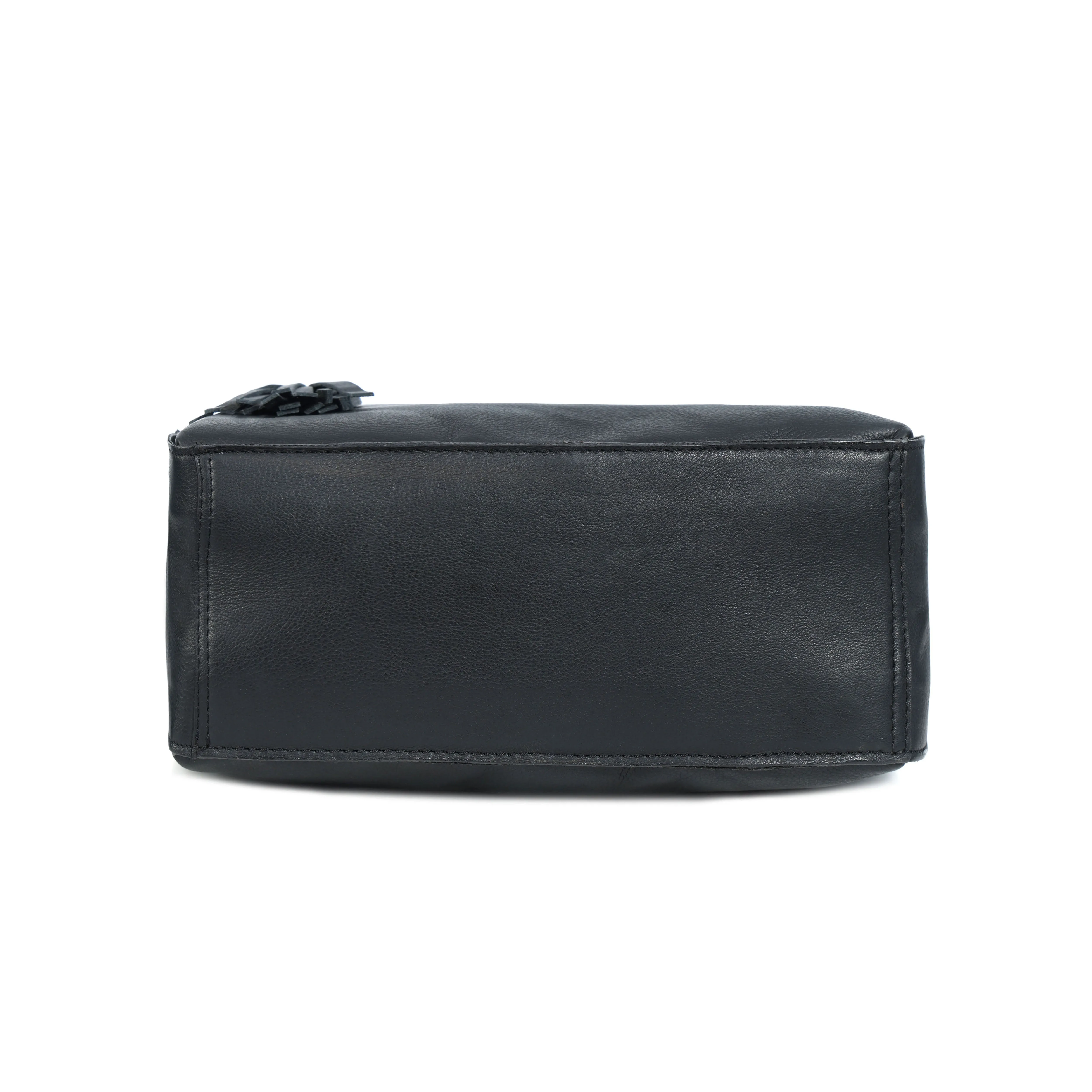 Black Handheld Leather Sling Bag with Detachable Strap – Stylish & Versatile.BG-1624