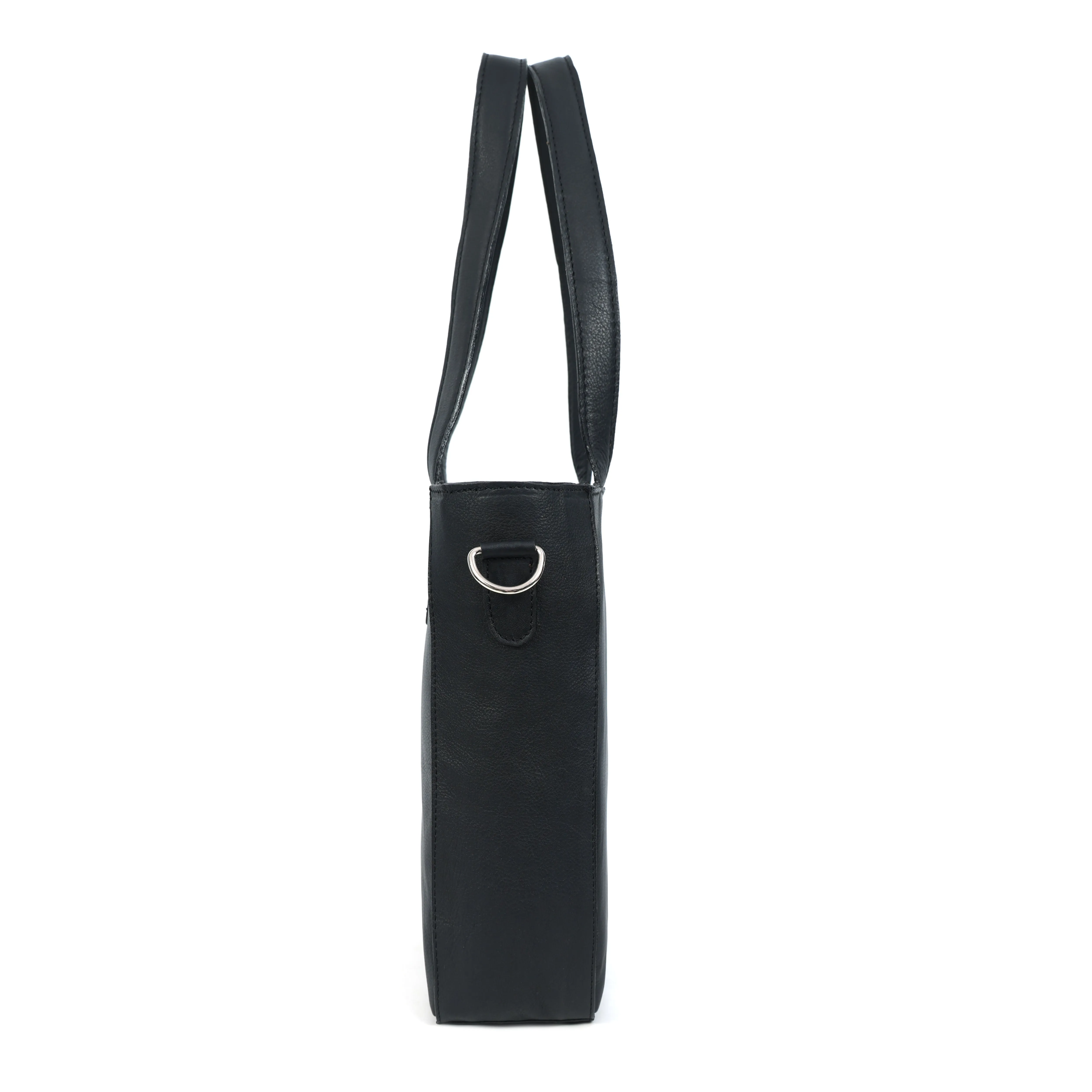 Black Handheld Leather Sling Bag with Detachable Strap – Stylish & Versatile.BG-1624