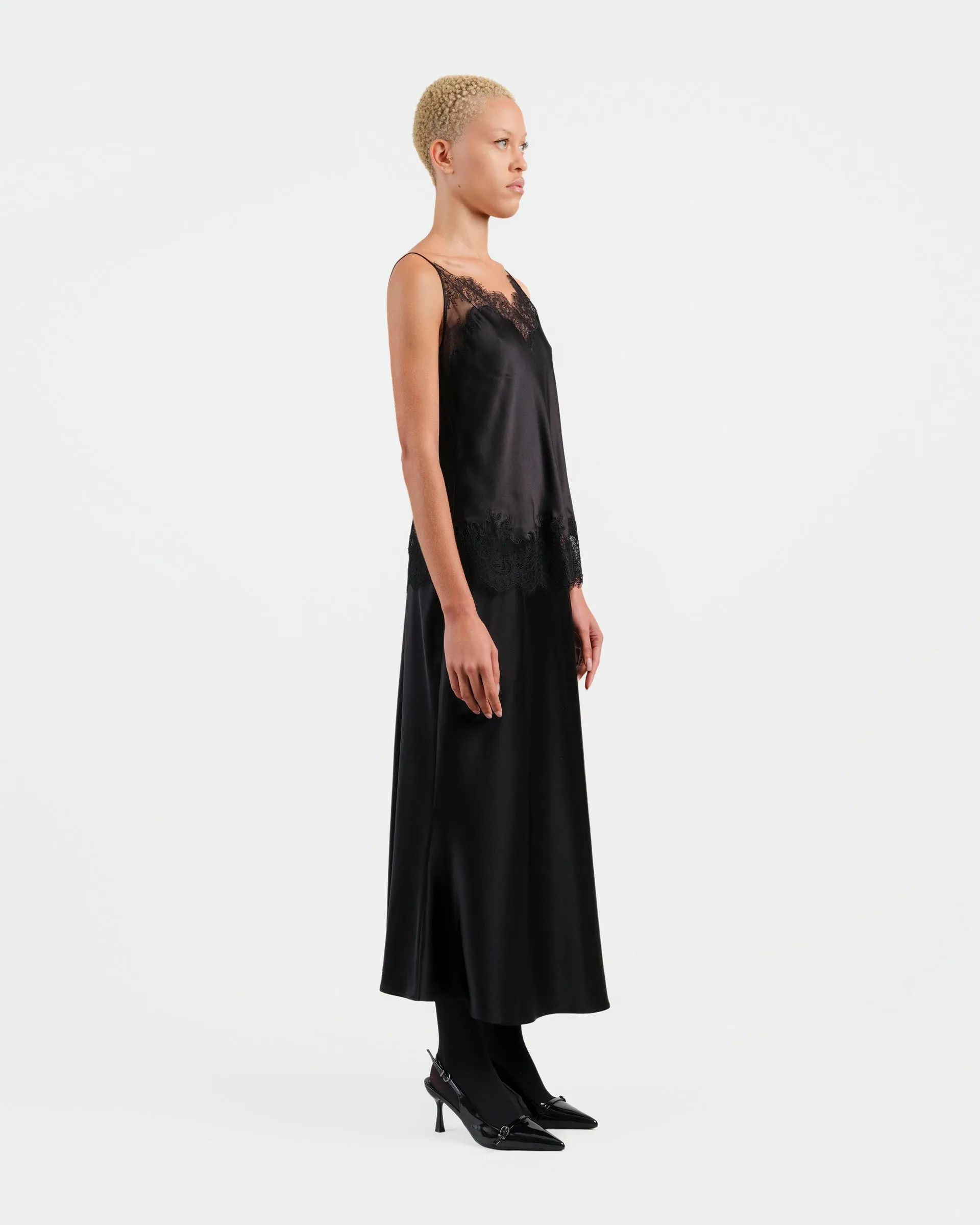 Black Lace-Trimmed Camisole