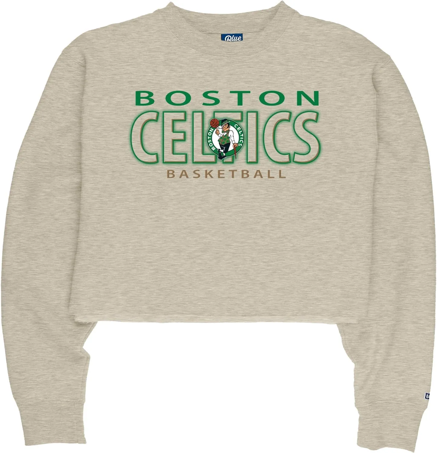Blue 84 Women's NBA Officially Licensed Cropped Crewneck Sweatshirt Oatmeal