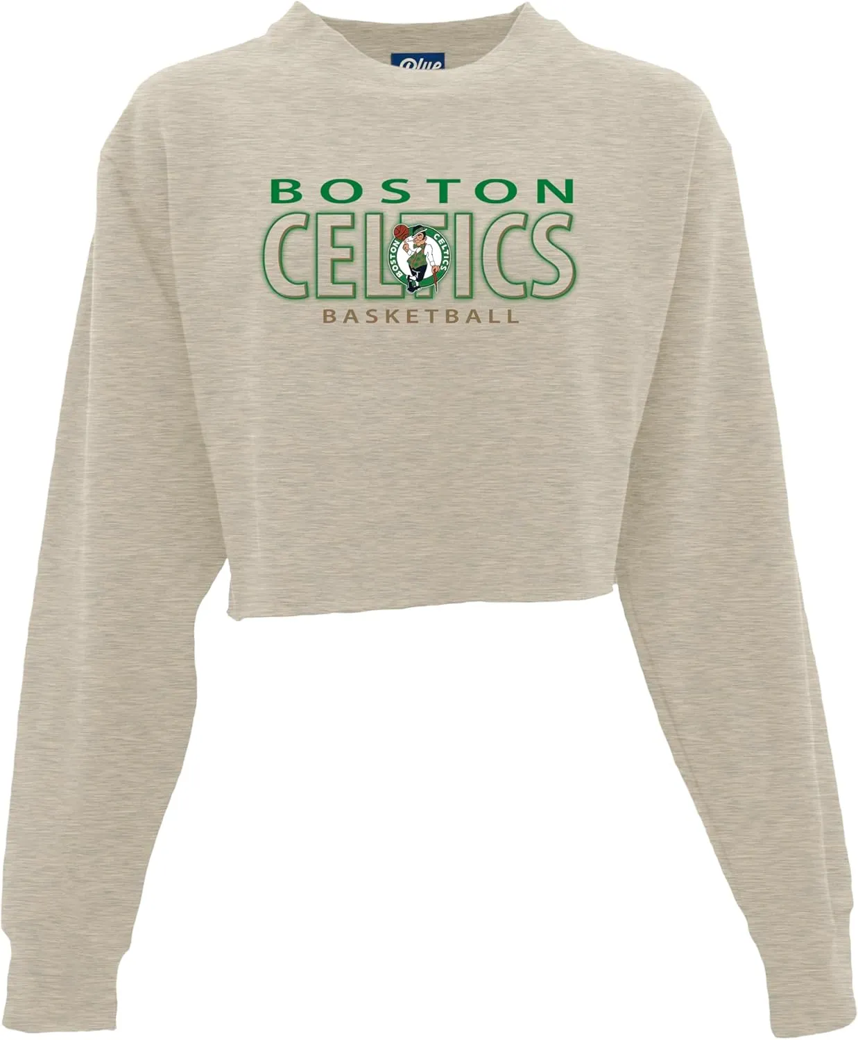 Blue 84 Women's NBA Officially Licensed Cropped Crewneck Sweatshirt Oatmeal