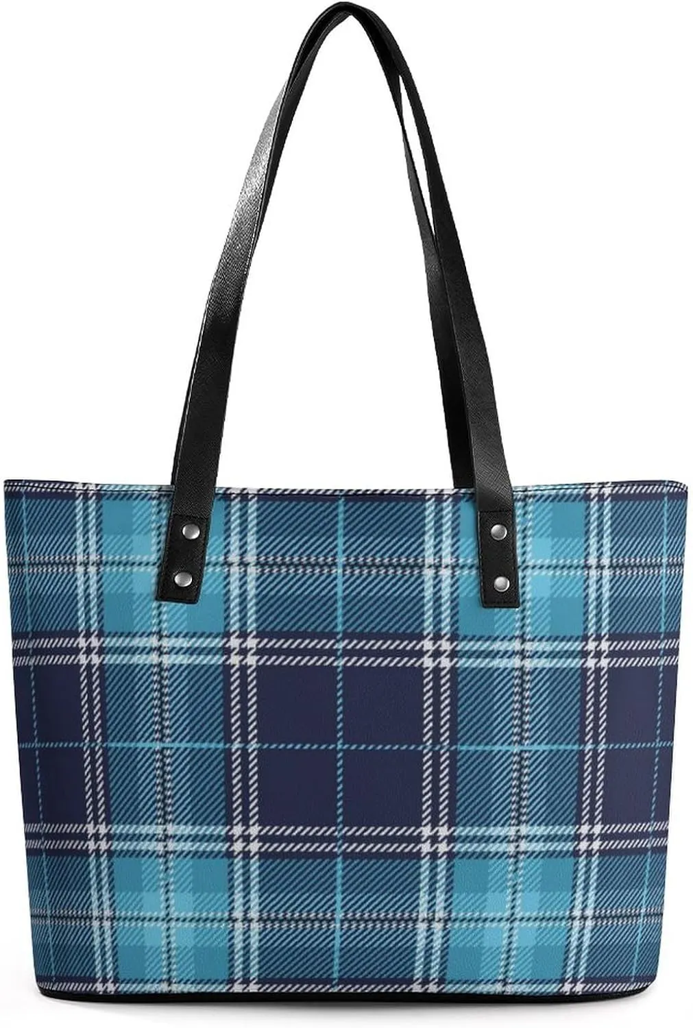 Blue Tartan Plaid Women Tote Bags Fashion Handbag Shoulder Purses Messenger Tote Bags