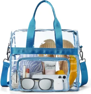 Bluome Clear Bag For Stadium Events 12×6×12 Crossbody Beach Lunch Tote Transparent Bag Purse Stadium Approved For Women Men