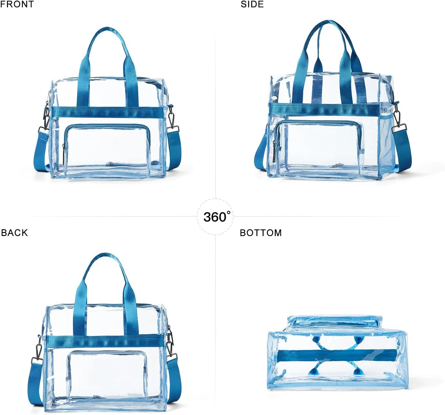 Bluome Clear Bag For Stadium Events 12×6×12 Crossbody Beach Lunch Tote Transparent Bag Purse Stadium Approved For Women Men