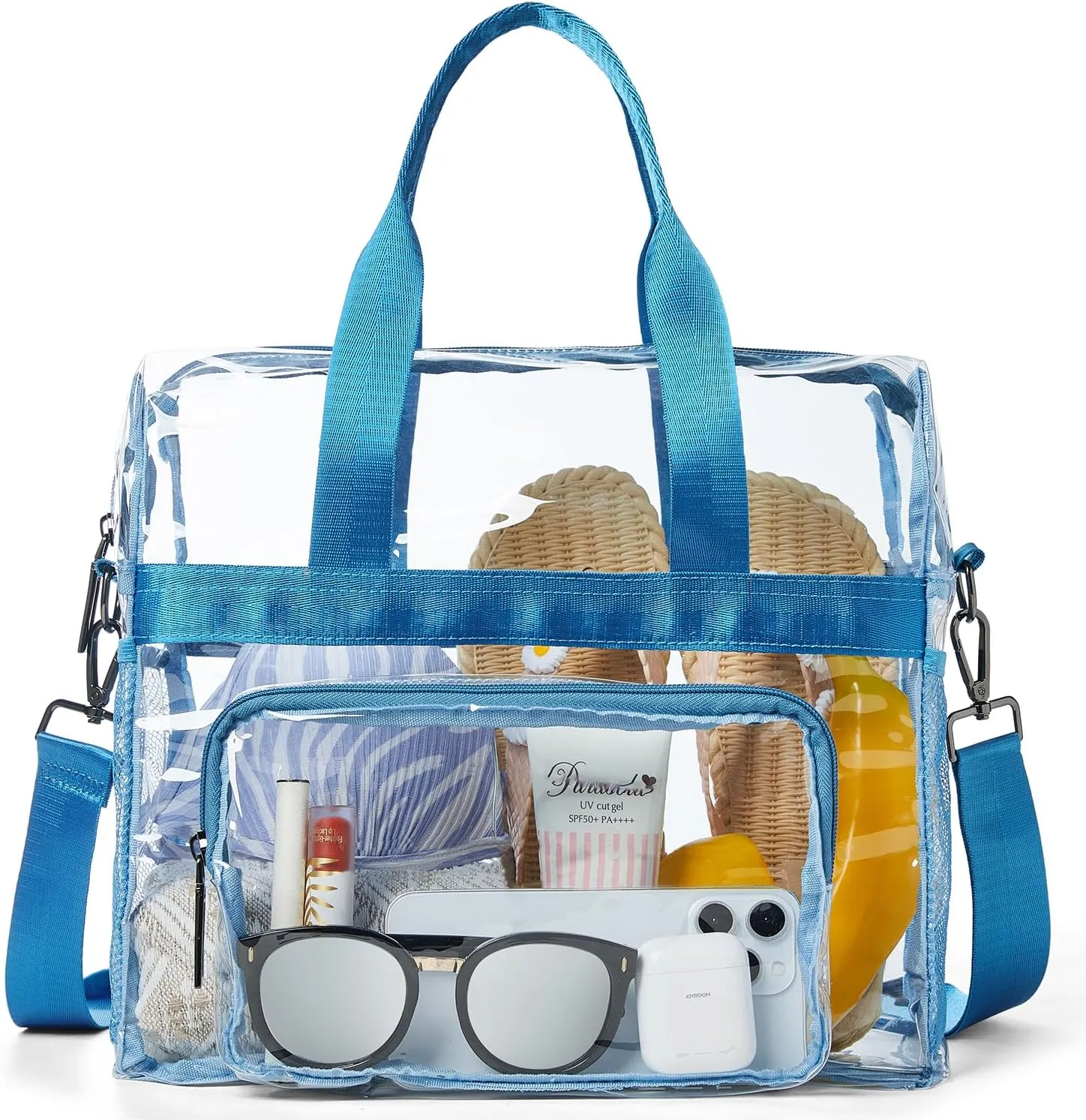 Bluome Clear Bag For Stadium Events 12×6×12 Crossbody Beach Lunch Tote Transparent Bag Purse Stadium Approved For Women Men