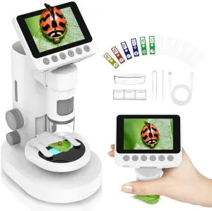 BNISE Handheld Digital Microscope for Kids: 1000X 3.5 LCD Screen USB Portable Mini Pocket Miniscope - Educational Science Kits Christmas Birthday Gifts for Boy Girls 8-12